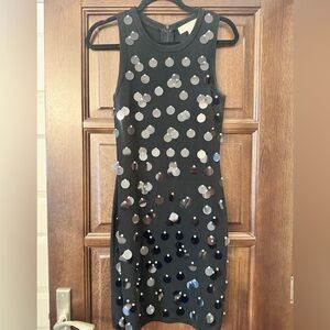 MICHAEL Michael Kors Black Sequin Dot Sheath Mini Dress